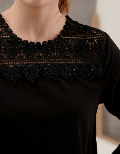 Camisa Blusa Importada Boho Puntilla (271) Negro Xl