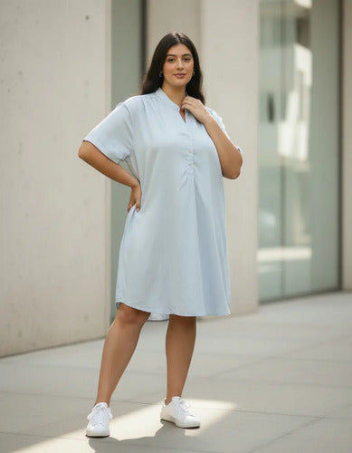 Vestido Cuello Mao Talle Grande Xl A 6xl