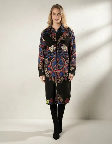 Camisa Vestido Largo Lanilla Importado Mandalas Estilo Boho