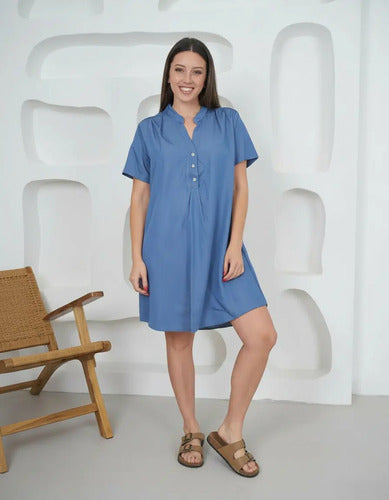 Vestido Cuello Mao Talle Grande Xl A 6xl