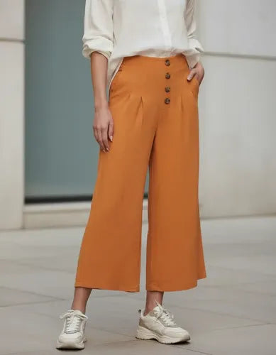 Pantalón  De Lino Culotte Palazzo