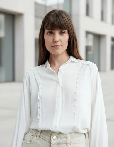 Camisa Importada Boho Perlas Y Puntillas (253)