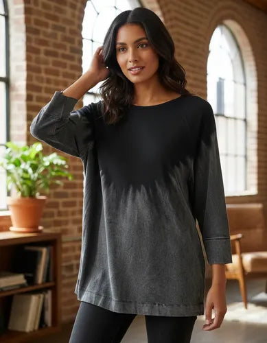Blusa Remera Manga Larga Batik Diseño Negro Y Gris 1