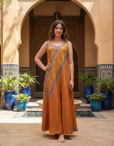 Vestido Solero Seda Hindu  Modelo Amplio
