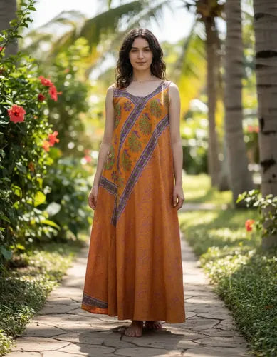 Vestido Solero Seda Hindu  Modelo Amplio