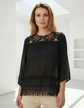 Blusa  Bordada Con Puntilla Boho