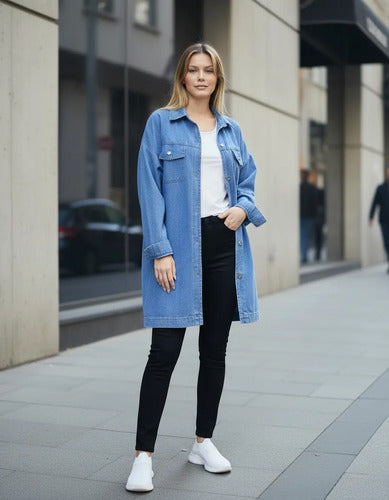 Saco De Jean Chaqueta Campera Cazadora Denim Celeste 3 Liso