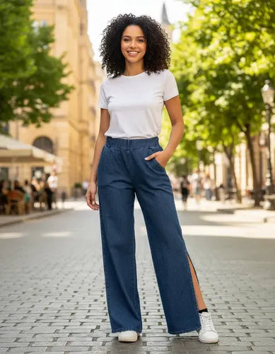 Pantalón Jean Palazzo Tajo Denim Talle Grande S A 3xl