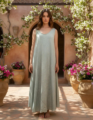 Vestido Solero Seda Hindu  Modelo Amplio