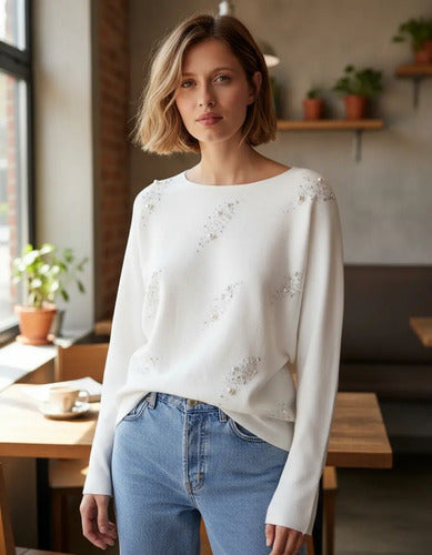 Sweater Tejido Con Strass Importado Cod. 215 Calidad!