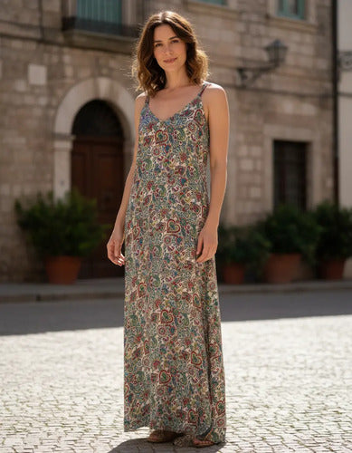 Vestido Sin Mangas De Seda Hindú Amplio