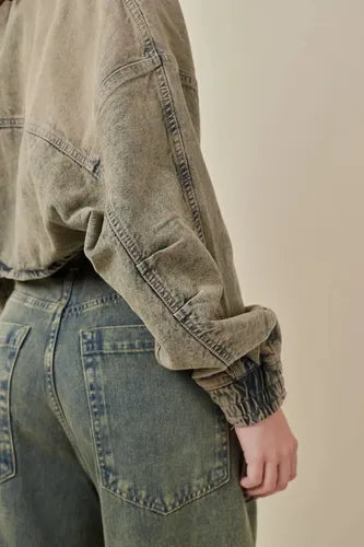Campera De Jean Corta Modelo Amplio Oversize