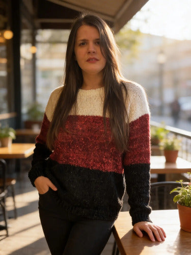 Sweater Tejido  Amplio Colores  Rojo U