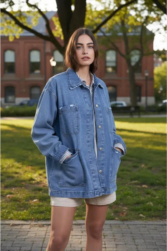 Saco Jean Campera Denim Talle Amplio Oversize