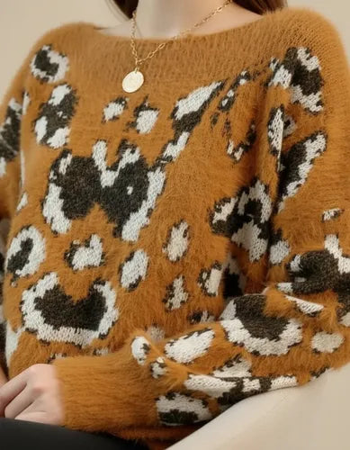 Sweater Importado Pelo De Mono Animal Print Marrón Animal Print U