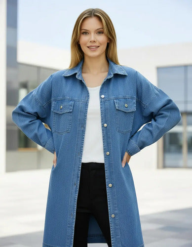 Saco De Jean Chaqueta Campera Cazadora Denim Celeste 3 Liso