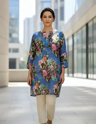 Blusa Camisa Túnica Importada Estampada Playa India