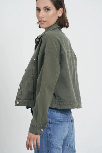 Chaqueta Campera De Gabardina Con Tachas