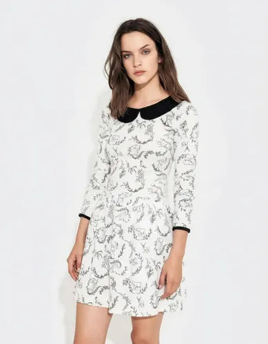 Vestido Estampado De Diseño Con Cuello