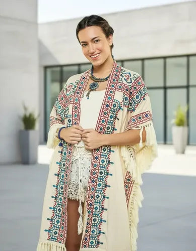 Kimono Saco Bordado Importado Grande Xxxl