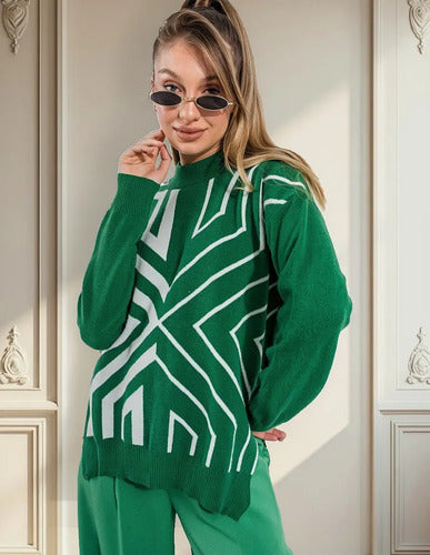 Sweater Pullover Tejido  Geometrico