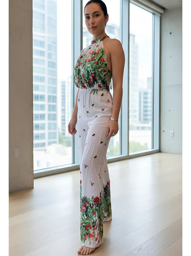 Enterito Mono Monopantalon  Estilo Boho Folk Blanco M