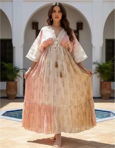 Vestido Largo De India Con Lurex