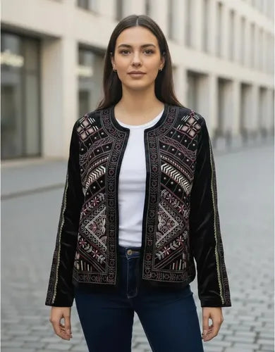 Saco Chaqueta Chifon Bordada Fiesta Importada
