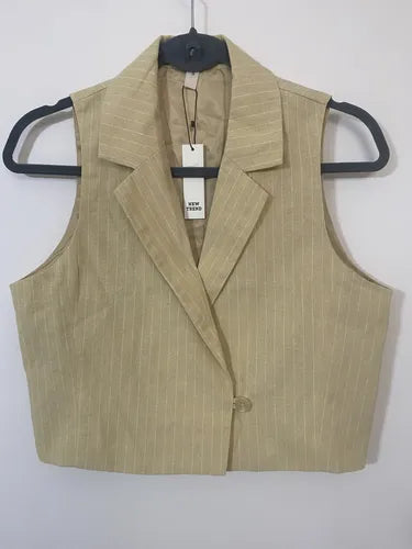 Chaleco De Lino Importado Beige