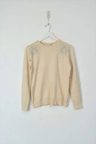 Sweater Con Detalle De Strass En Hombros Importado