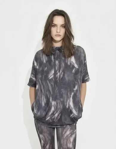 Buzo Manga Corta De Diseño Oversize M Gris Oscuro Estampado