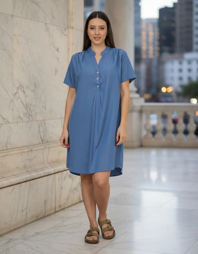 Vestido Cuello Mao Talle Grande Xl A 6xl