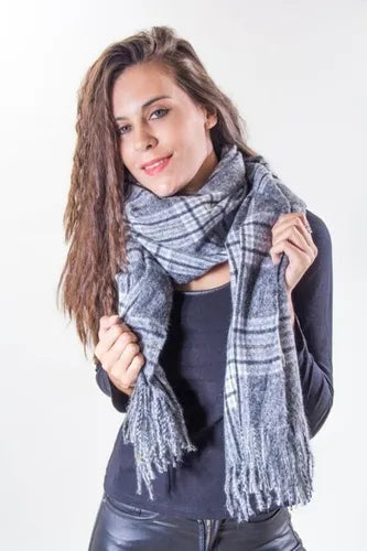 Pashmina Chalina Bufanda Importada Colores Multicolor Cuadros