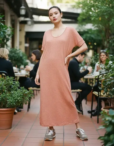Vestido Morley Largo Túnica Amplio Marca Vestite Y Andate Naranja Liso S