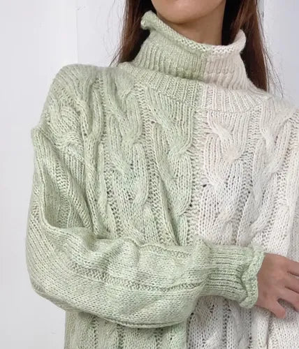 Sweater Tejido Polera Amplio Bicolor Oversize Xxl