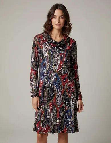 Vestido De Lanilla Estampado Rojo 1 Estampado L
