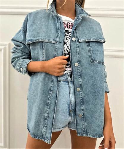 Saco Jean Campera Talle Amplio  Denim  Oversize  Camisaco