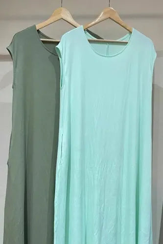 Vestido Largo De Modal Básico  Con Bolsillos Amplio Lila Único