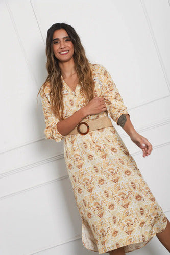 Vestido Túnica Manga Larga Amplio De India Estampado
