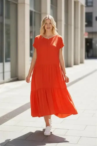 Vestido De Simil Seda Modelo Amplio