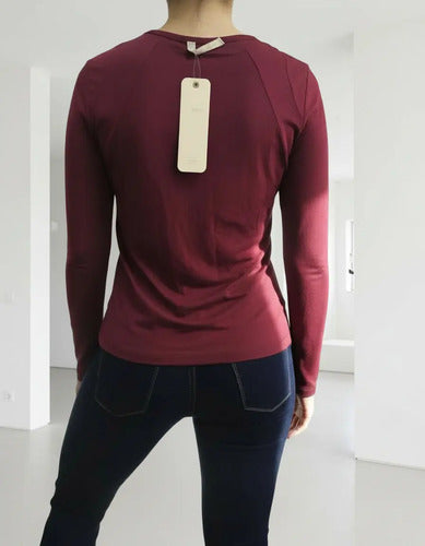 Remera Manga Larga Ag Store Bordó Liso S Lisa