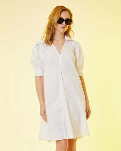 Vestido Manga Corta Boho Crudo Lisa M