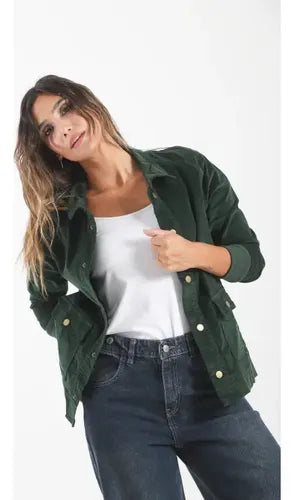 Campera Verde Botella Corderoy Verde L Liso