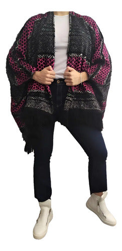 Poncho Saco Ruana Amplio Tejido Xxxl Pelo De Mono