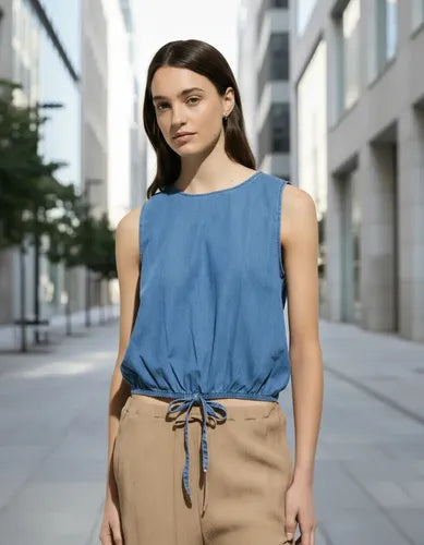 Blusa De Jean Denim Sin Mangas