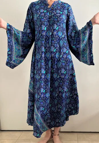 Vestido Mangas Oxford Importado Seda Hindú