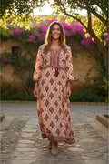 Vestido De Seda Hindú Largo Mod. 31 Rosa Estampado Único