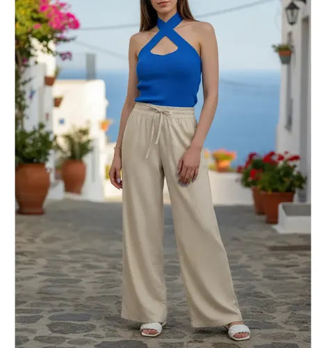 Pantalón Palazzo De Lino Básico