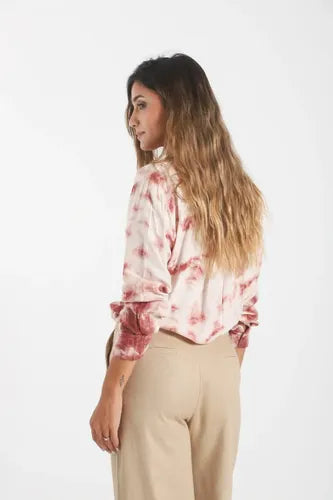 Camisa Blusa De India Batik Talle Especial Crudo Y Rosa Viejo Batik Xl