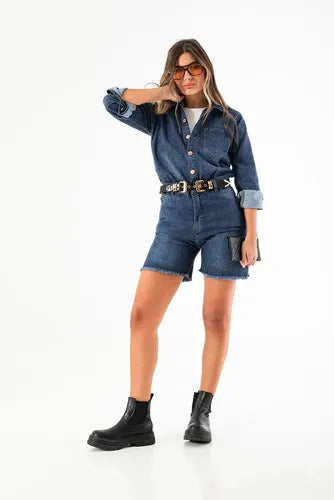 Mono Enterito Jean Corto Denim Rígido